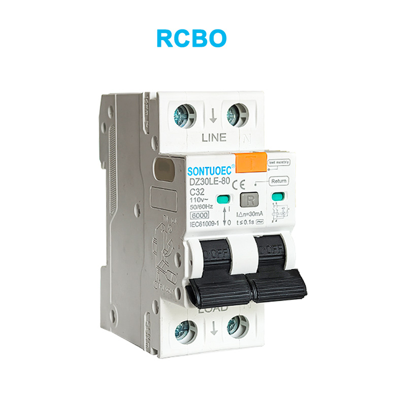 Breaker de corrent de corrent de fuites 2P 6KA IEC61009.1 Standard Quality RCBO
