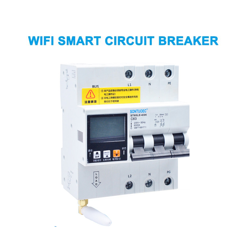 WiFi 4G Tuya ST65LE-63H Sèrie multi funcional RCBO Intelligent Circuit